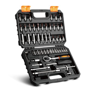 Jogo de Soquetes e Jogo de Bits em Soquetes de 1/4 Polegada em CRV com 53 peças DKMT53